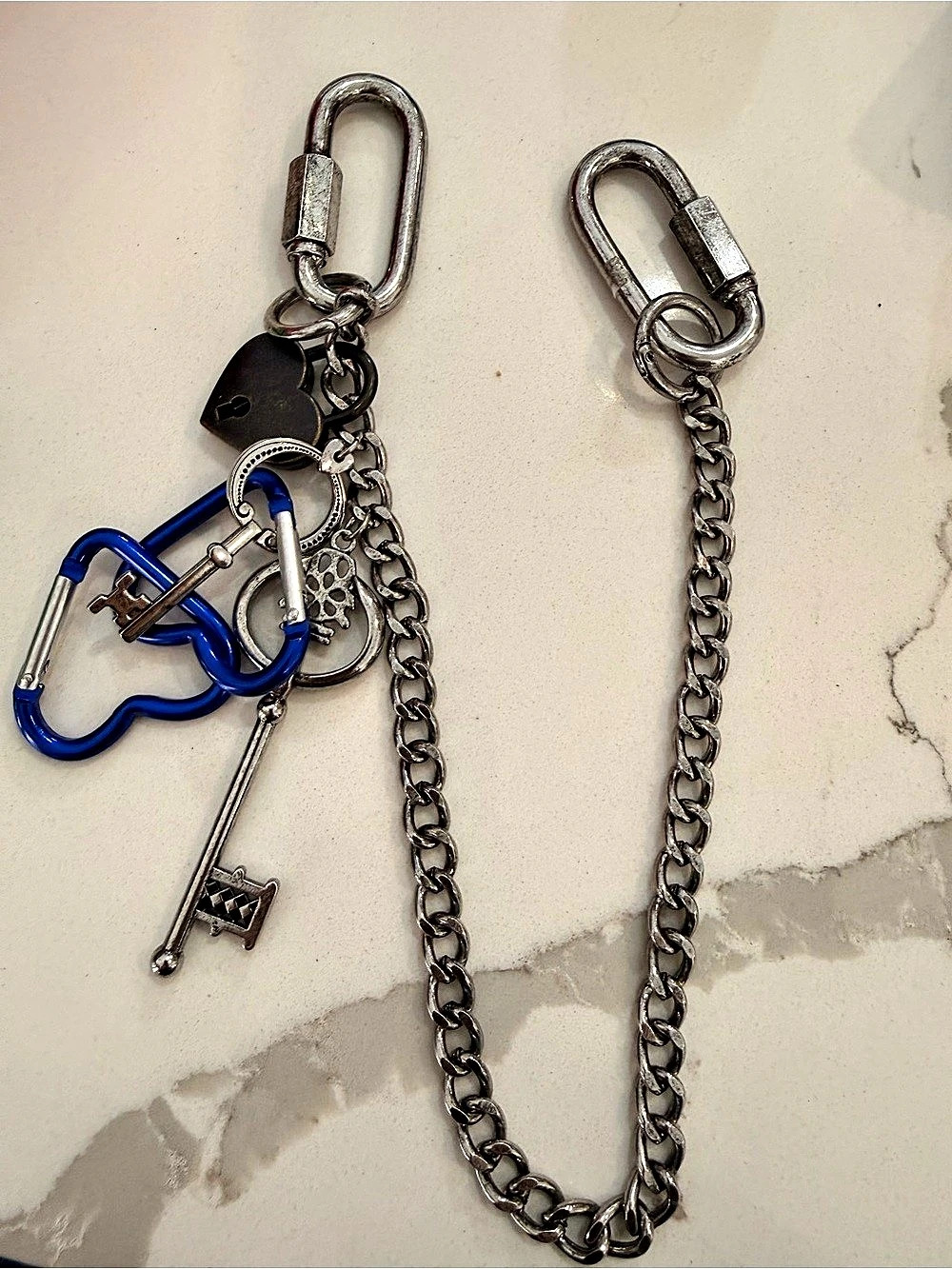 Free People Silver & Blue Bag Chain